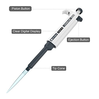 JOANLAB Micropipette 100-1000ul Manual Adjustable Single Channel Pipettes High Accurate Lab Pipettors with 200pcs Pipette Tips - color: 10-1000ul