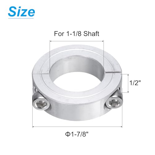 uxcell Double Split Clamp-On Shaft Collar for 1-1/8" Shaft, Aluminum Alloy - size: 1-1/8"