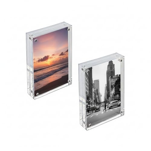Azar Displays 104437 Acrylic Photo Frame Magnetic Set with 4x6 and 5x7 size, 2-Pack - size: 4x6 + 5x7 (2-Pack)