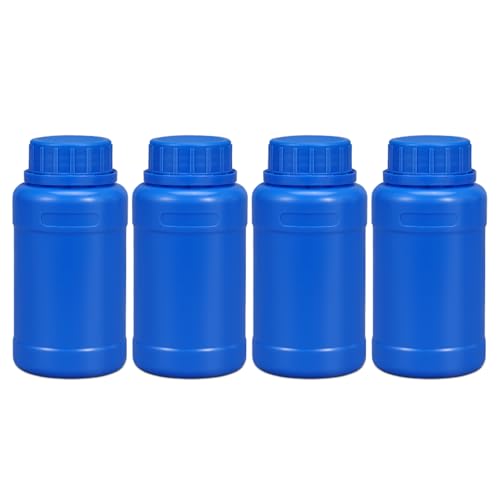 8 oz Blue HDPE Wide Mouth Bottles, Light-Proof Plastic Storage Bottles with Leakproof Sealed Caps, 4 Pack - color: Blue, size: 8 ounces