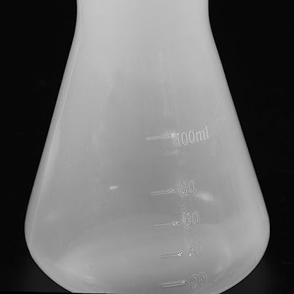 PATIKIL 100ml Plastic Erlenmeyer Flask with Screw Caps, 2 Pack Narrow Mouth Conical Flask for Laboratory, Clear - size: 100ml