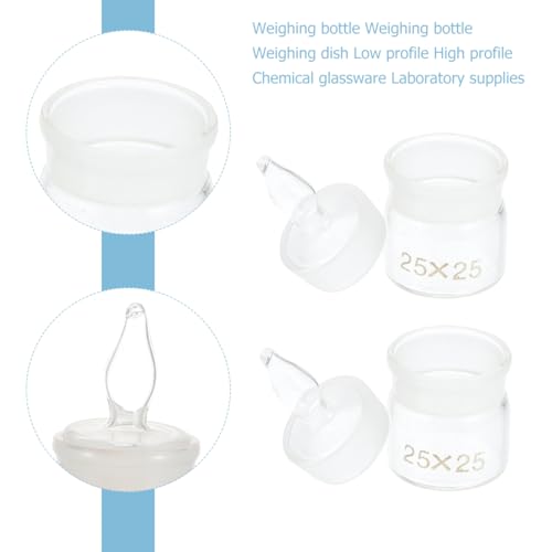 Experiment Weighing Bottles with Lids 5-Pack Borosilicate Glass Lab Weighing Jar Set 1.96X0.98X0.98In Durable Chemistry Sample Weighing Holder for Scientific Research