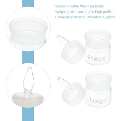 Experiment Weighing Bottles with Lids 5-Pack Borosilicate Glass Lab Weighing Jar Set 1.96X0.98X0.98In Durable Chemistry Sample Weighing Holder for Scientific Research