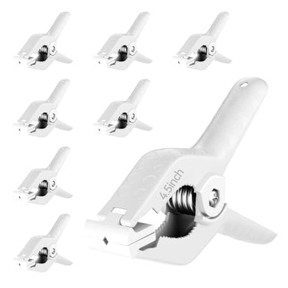 Spring Clamps Heavy Duty, 4.5in Backdrop Clips, 8 Pack- White - color: White, size: 4.5in