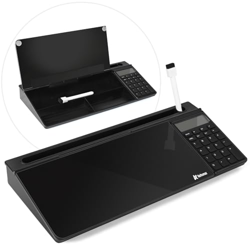 Varhomax Glass Desk Whiteboard Gray with Calculator - color: Calculator-black
