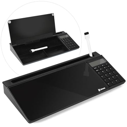 Varhomax Glass Desk Whiteboard Gray with Calculator - color: Calculator-black
