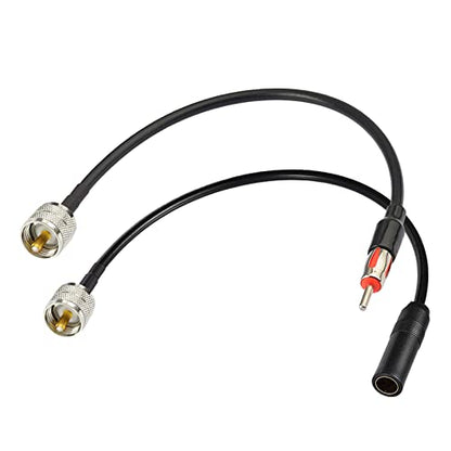 Eightwood PL259 to AM/FM Adapter Kit, UHF Male to DIN Male/Female Cable