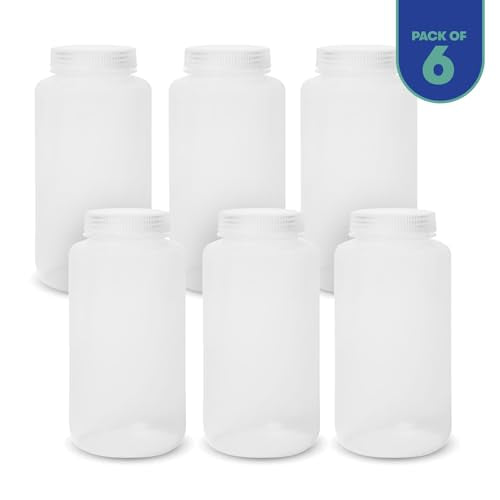 United Scientific™ Sample Bottles with Lids, Polypropylene, 1000ml, 6-Pack - size: 32 oz (Pack of 6)
