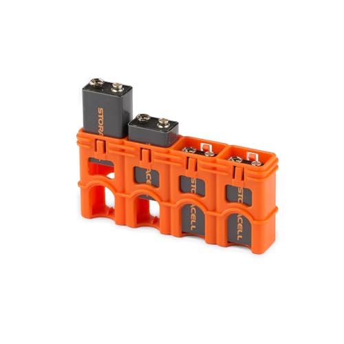 Storacell by Powerpax Slimline Battery Storage Container - Holds 4 - 9 Volt Batteries, Orange, 1 Count (Pack of 1) - color: Orange, size: 1 Count (Pack of 1)