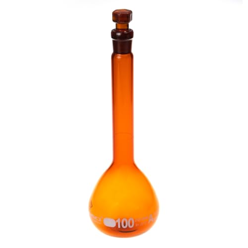 2PCS 100ML Volumetric Flask, Class A, Glass Stopper for Laboratory - color: Amber Glass, size: 100ML