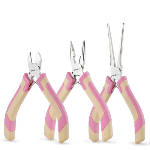 3 PCS Mini Pliers Set, Pink Jewelry Pliers Kit - color: Pink and Yellow