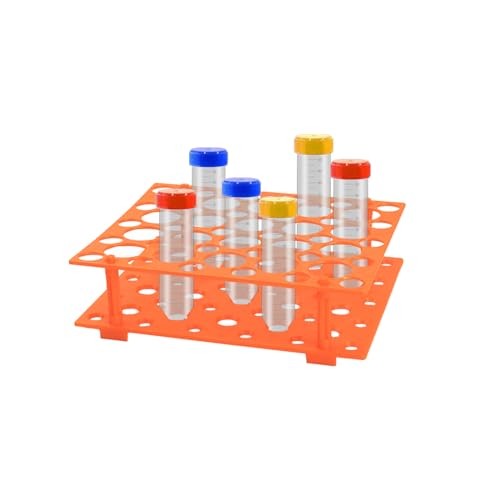 2 Pack Plastic Test Tube Racks 100 Holes Centrifuge Tube Holder for 10/50mL - size: 2 PCS Orange Large