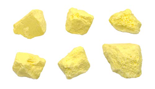EISCO 6PK Raw Sulfur, Mineral Specimens - Approx. 1" - Geologist Selected & Hand Processed - Great for Science Classrooms - Class Pack