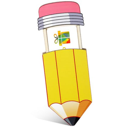 Kathfly Pencil Teacher Gift Card Holder, Yellow Wood Sleeve - color: Yellow and Pink, style: Pencil