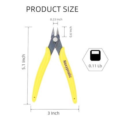 5 Inch Micro Wire Cutter, High-Carbon Steel Flush Side Cutter | Spring-Loaded Ergonomic TPR Grip, 16 AWG Precision Cutter for Electronics, Jewelry Making, Model Building