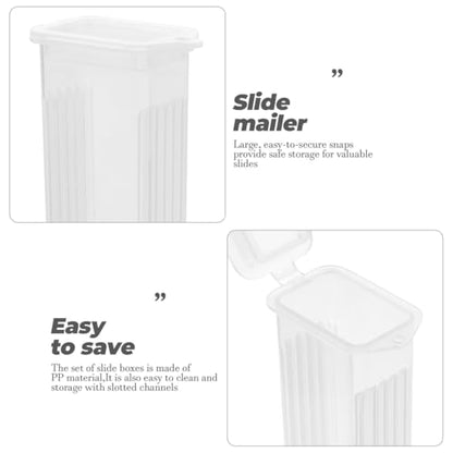 Microscope Pathological Slide Storage Case with Slotted Channels Secure Snap Closure Easy-Clean Plastic Mailer 10 Pack 3.42 X 1.06 X 0.70 in