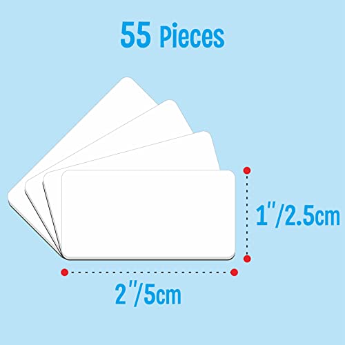 Magnetic Name Tag Label, 55 PCS Dry Erase Reusable Blank Name Stickers White Reusable Magnets for Whiteboards Locker Fridge School Office Home (Each Measures 2" x 1") - color: White, size: 2" x 1"