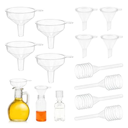 Small Funnel Kit 12 Pack, 3 Sizes Tiny Funnels for Filling Small Bottles
