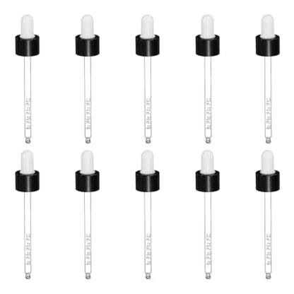 PATIKIL Glass Eye Dropper w/Measurement mark for 3.4oz Glass Bottles 10Pcs - color: White/Black Top, size: 3.4oz