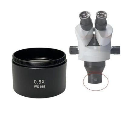 0.5X Auxiliary Objects Lens Microscope Camera Lens WD165 for Trinocular Stereo Zoom Microscope Barlow Glass Lens