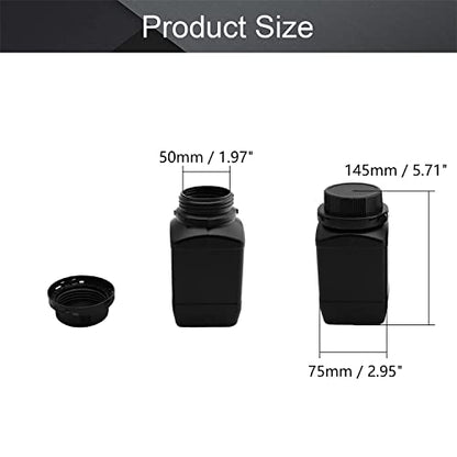 Heyiarbeit 5Pcs 17oz Plastic Lab Chemical Reagent Bottle, 50mm Wide Mouth HDPE Sample Storage Bottle Containers with Leak-Proof Sealed Jars for Liquid/Solid/Powder/Lab Chemical Storage Black - size: 500ml (5pcs)