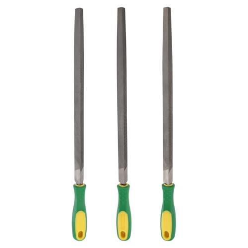 HARFINGTON 3pcs Triangle Coarse/Medium/Thin Cut File 12" Double Cut Teeth High Carbon Steel Hand Rasp File Plastic Handle for Metal Wood Deburring Removing - size: 12"