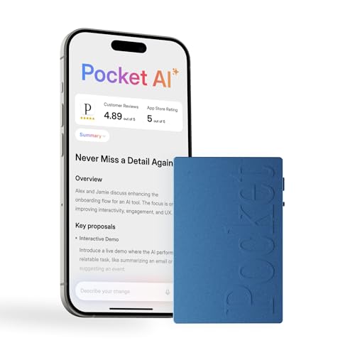 Pocket AI Voice Recorder, Auto Transcription, AI Note Taker, Sierra Blue - color: Sierra Blue