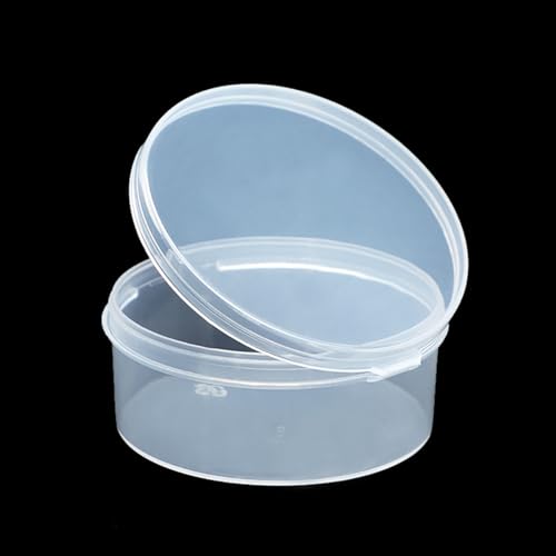 12 Pcs Clear Plastic Round Storage Jars, 1.7 oz D/2.32 x H/1.02 Inch Beads Storage Containers Box for Storage Small Items, Hardware, Buttons, Small Jewelry - size: 50ml / 2.32"D x 1.02"H