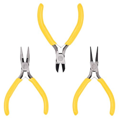 Pliers for Jewelry Making, Jewelry Pliers Set Includes Needle Nose Pliers, Round Nose Plier and Wire Cutters, Jewelry Making Tools for Jewelry Repair, Wire Wrapping, Beading and Crafts - color: Yellow