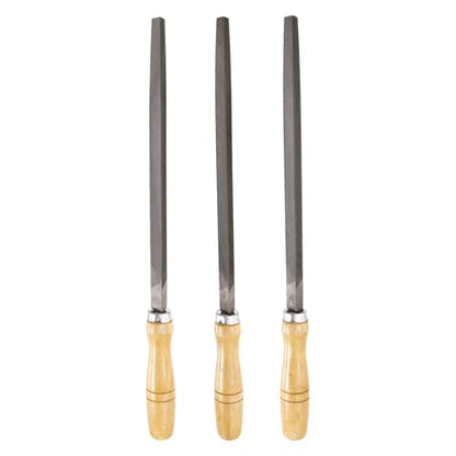 HARFINGTON 3pcs Triangle Coarse/Medium/Thin Cut File 10" Double Cut Teeth High Carbon Steel Hand Rasp File Wood Handle for Metal Wood Deburring Removing - size: 10"