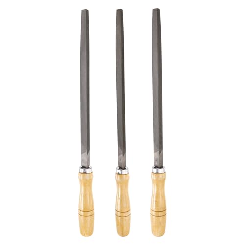 HARFINGTON 3pcs Triangle Coarse/Medium/Thin Cut File 10" Double Cut Teeth High Carbon Steel Hand Rasp File Wood Handle for Metal Wood Deburring Removing - size: 10"