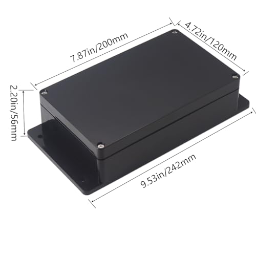Junction Box IP65 Waterproof ABS Plastic Electrical Project Case Power Junction Boxes, Project Box with Fixed Ear Black 7.87x4.72x2.2 inch (200 x 120 x56 mm) - color: Fixed Ear Design, size: 7.87"x4.72"x2.2"