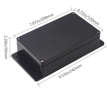 Junction Box IP65 Waterproof ABS Plastic Electrical Project Case Power Junction Boxes, Project Box with Fixed Ear Black 7.87x4.72x2.2 inch (200 x 120 x56 mm) - color: Fixed Ear Design, size: 7.87"x4.72"x2.2"
