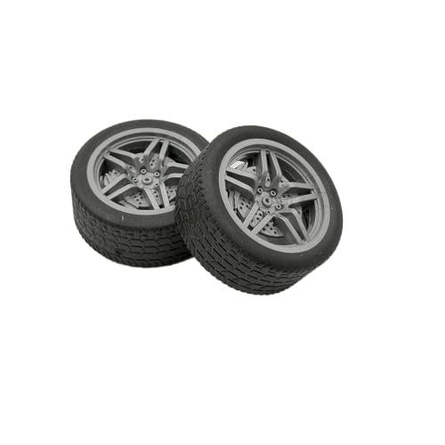 10PCS Toy Car Wheel RC Car Rubber Tire Wheel with 5PCS Round Shaft Axles for for RC Car Truck Robot Boat Helicopter DIY Model Building Projects (Silver)