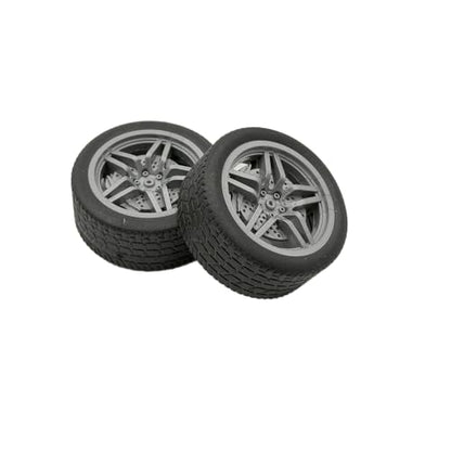 10PCS Toy Car Wheel RC Car Rubber Tire Wheel with 5PCS Round Shaft Axles for for RC Car Truck Robot Boat Helicopter DIY Model Building Projects (Silver)