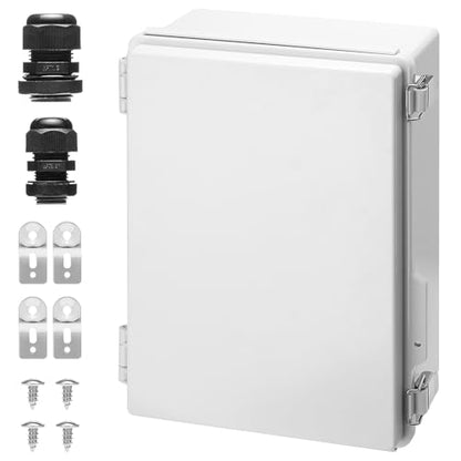 TURBRO Outdoor Electrical Waterproof Junction Box with Latches, ABS Plastic Enclosure Box with Mounting Plate and 304 Stainless Steel Wall Brackets, Hinged Grey Cover, 10.7"x6.0"x13.8" - color: Grey, size: 10.7"x6.0"x13.8"