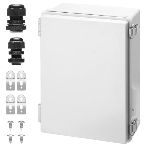 TURBRO Outdoor Electrical Waterproof Junction Box with Latches, ABS Plastic Enclosure Box with Mounting Plate and 304 Stainless Steel Wall Brackets, Hinged Grey Cover, 10.7"x6.0"x13.8" - color: Grey, size: 10.7"x6.0"x13.8"