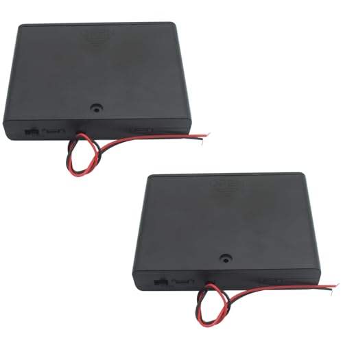 2 Pcs 6 Slots AA Battery Holder with Leads Plastic Battery Case Holder 2 X 1.5V AA Battery Box with Switch and Cover - color: Black, size: 6 Slot