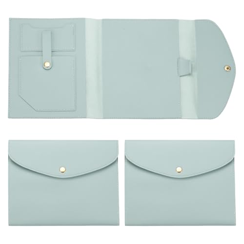 PATIKIL 2Pcs Planner Cover, Leather Notebook Cover for Business Cards Documents Notebook with Pen Holder Phone Pocket Card Slot Secure Button, Blue - color: Blue