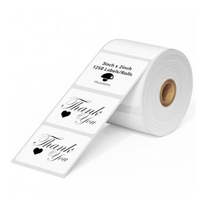Phomemo 3 x 2 inch (76mm*50mm) Thermal Transfer Polypropylene Labels for Barcodes, 1x1250 pcs, Address, Compatible with Thermal Transfer Desktop Printers, 1 in Core 1 Rolls (White) - size: 3" x 2"