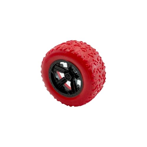10PCS Toy Wheel Model Car Rubber Tire Wheel with 5PCS Shaft Round Rod Axles for RC Car Truck Robot DIY Model Building Parts (2.5x37mm Red) - style: 2.5x37mm Red