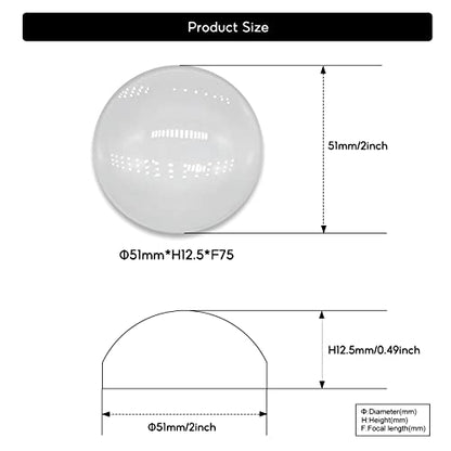 2PCS X Optical Glass Lens Without Edge Dameter 51MM Flat-Convex Lens, Focusing LED Convex Lens (2PCS Φ51mm*H12.5*F75) - size: 2PCS Φ51mm*H12.5*F75