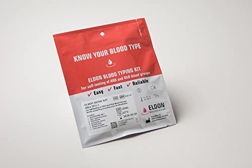 Eldoncard Blood Typing Kit, 5 Test Pack, Know Your Blood Type, Accurate Instant Home Testing, Determine A, O, B, Rhs-D Negative & Positive Groups