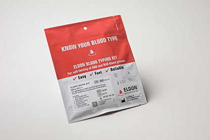 Eldoncard Blood Typing Kit, 5 Test Pack, Know Your Blood Type, Accurate Instant Home Testing, Determine A, O, B, Rhs-D Negative & Positive Groups