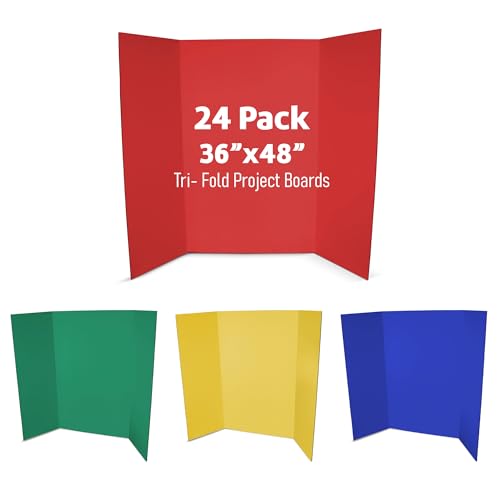 Flipside Products 36” x 48” Project Boards for Presentations, Science Fair, School Projects, Event Displays and Trifold Picture Board, Proudly Made in USA - Primary Colors Assorted - 24 Pack - color: Assorted Primary, size: 24 Pack