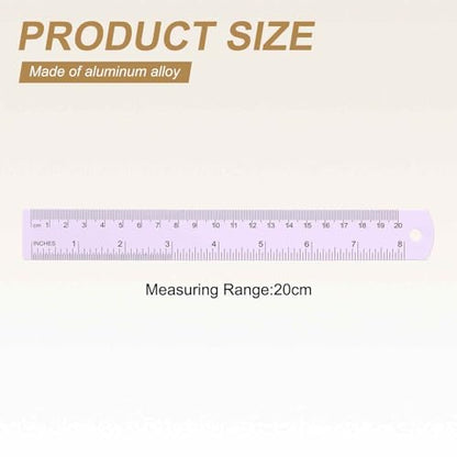 HARFINGTON 2pcs Metal Straight Ruler 20cm Metric SAE Aluminum Alloy Measuring Rulers Scale Tool with Hole for Measure Study Reading Classroom Office, Purple - color: Purple, size: 20cm