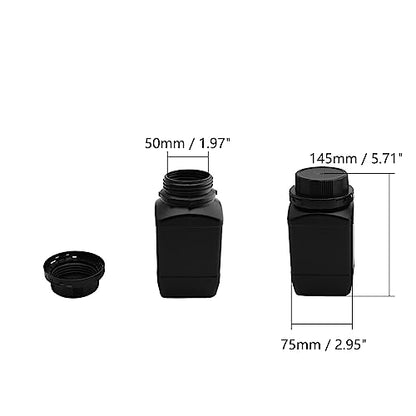 Othmro 2Pcs Plastic Bottles Lab Chemical Reagent Containers 500ml/17oz Wide Mouth Square Sample Storage Sealing Bottles Black with Anti-theft Cap for Food Store - color: 2Pcs 16oz
