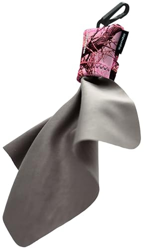 SPUDZ Ultra Microfiber Lens Cleaner with Closeable Bottom – Clip-On Pouch, Washable – for Binoculars, Scopes, Glasses, Screens | Ultra Pink Camo, 6 x 6 Inch - color: Pink Camo, size: 6 x 6 Inch
