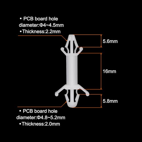 PATIKIL 60PCS PCB Board Isolation Column, Nylon Reverse Locking Circuit Board Clips Standoff Double Head Insulation Bracket Support Height 16mm /0.63" - size: 16mm /0.63"
