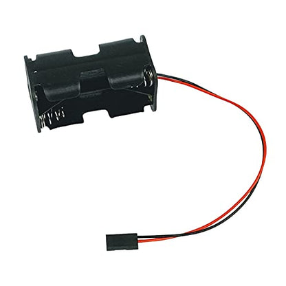RC 4 Cell AA Battery Holder with Futaba FUT JR Plug/3-Pin Servo Connector | 6V Battery Holder with Dupont Connector | Battery Holder for Receiver Cars Heli Planes Boats